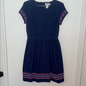 Vineyard Vines Womens Deep Bay Navy Embroidered Fit & Flare Mini Dress Size 2